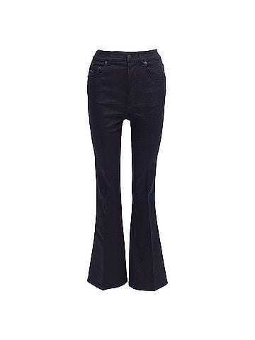 Prada Prada Indigo Cotton Blend Logo High Rise Fit Flare Jeans (view 1)