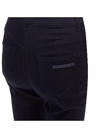 Prada Prada Indigo Cotton Blend Logo High Rise Fit Flare Jeans (view 2)