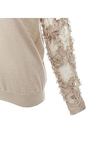 Dries Van Noten Dries Van Noten Cashmere Silk Ruffle Sheer Sleeves V-Neck Sweater (view 2)
