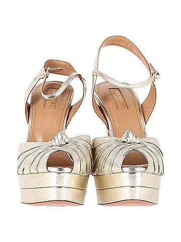 Aquazzura  Aquazzura Atelier Plateau 145mm Sandal Heels  in Silver Leather (view 2)