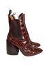 Chloé 100% Leather Tan  Chloé Wave Crocodile-Embossed Ankle Boots in Brown Leather Size EU 37 1/2 - photo 1