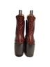 Chloé 100% Leather Tan  Chloé Wave Crocodile-Embossed Ankle Boots in Brown Leather Size EU 37 1/2 - photo 4