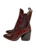 Chloé 100% Leather Tan  Chloé Wave Crocodile-Embossed Ankle Boots in Brown Leather Size EU 37 1/2 - photo 5