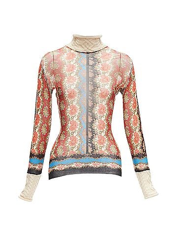 Jean Paul Gaultier Jean Paul Gaultier Maille paisley sheer mesh cable knit turtleneck (view 1)
