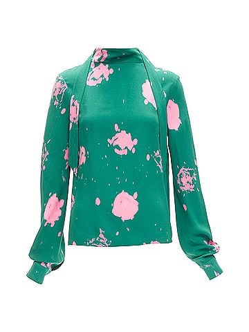 MARNI Marni splatter tie dye print tie neck long sleeve blouse (view 1)