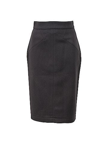 Alaïa  Alaïa Midi Decorative-Stitching Pencil Skirt in Grey Wool (view 1)