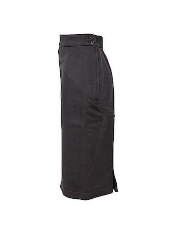 Alaïa  Alaïa Midi Decorative-Stitching Pencil Skirt in Grey Wool (view 2)