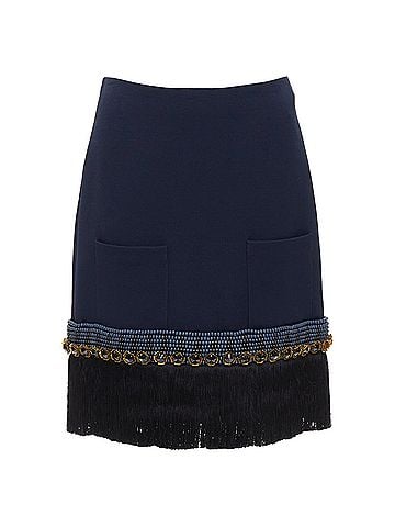 MARNI Marni Bead Crystal Fringe Embellished Hem Knee Skirt (view 1)