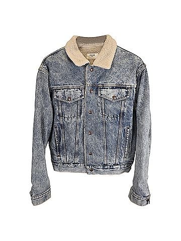 Céline Celine Oversized Shearling-Lined Bleached Denim Jacket in Light Blue Cotton (view 1)