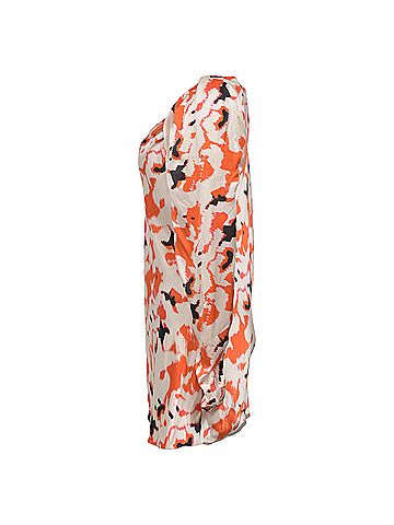 Giorgio Armani Giorgio Armani Printed Puff Sleeve Long Sleeve Top in Orange Silk (view 2)