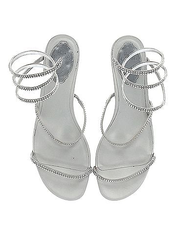 Rene Caovilla Rene Caovilla Cleo Flat Spiral Sandals in Silver Leather (view 2)