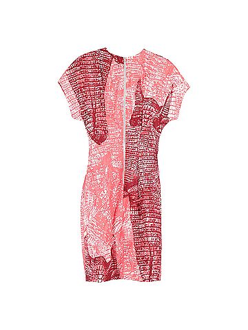 Acne  Acne Studios Printed Knee-Length Short Sleeve Dress in Red Viscose (view 2)