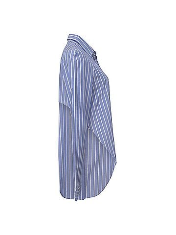 ETRO  Etro Cropped Shirt Blouse in Blue Striped Cotton (view 2)