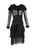 Dodo Bar Or 100% Silk Black Dodo Bar Or Ruffled Midi Dress in Black Silk Size 10 - photo 1