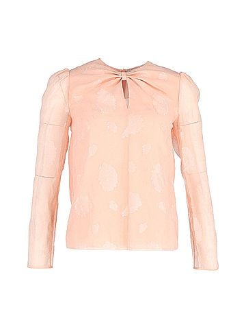 Vilshenko Vilshenko Sheer Sleeve Blouse in Peach Silk (view 1)