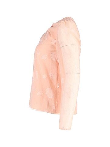 Vilshenko Vilshenko Sheer Sleeve Blouse in Peach Silk (view 2)