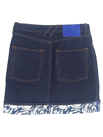 Burberry  Burberry Printed Hem Mini Skirt in Blue Cotton Denim (view 2)