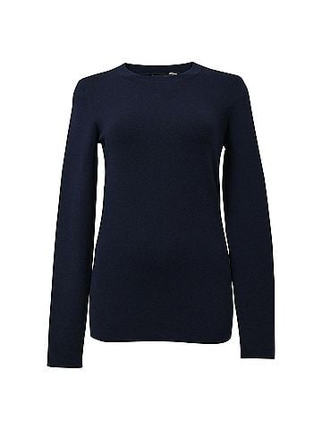 Joseph Joseph Round Neck Stretch Top in Navy Blue Wool (view 1)