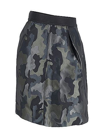 Pinko Pinko Camou Pleated Mini Skirt in Olive Green Polyester (view 2)