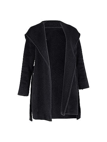 Max Mara Max Mara Hooded Coat with Belt in Black Wool (view 1)