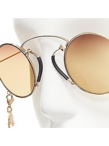 Gucci Gucci Lens Geometric Rounded Sunnies With Chain (view 2)