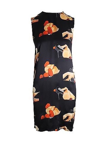 Acne Acne Studios Belvidere Printed Sleeveless Dress in Black Silk (view 1)