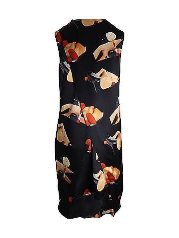 Acne Acne Studios Belvidere Printed Sleeveless Dress in Black Silk (view 2)