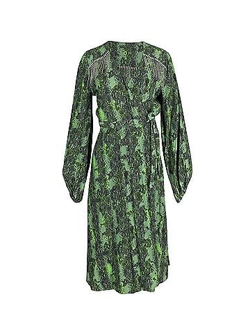 Jonathan Stone Rotate Birger Christensen Kira Crystal-Embellished Snake-print Wrap Dress in Green Crepe Viscose (view 1)