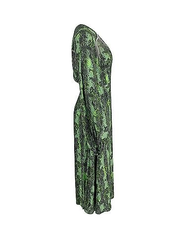 Jonathan Stone Rotate Birger Christensen Kira Crystal-Embellished Snake-print Wrap Dress in Green Crepe Viscose (view 2)
