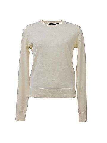 Theory Theory Crewneck Regal Sweater in Ivory Wool (view 1)