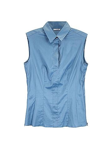 HUGO BOSS Boss Sleeveless Top in Blue Cotton (view 1)