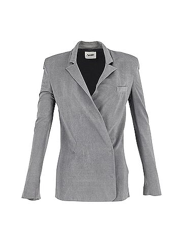 Acne Acne Studios Double-Breasted Notched Lapel Blazer in Grey Viscose (view 1)
