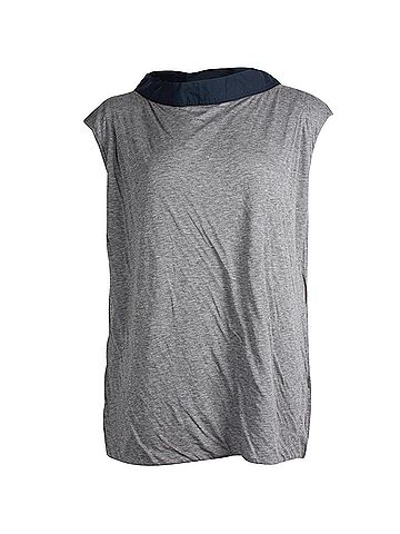 MARNI Marni Contrast Collar Cap Sleeve Top in Grey Jersey (view 1)