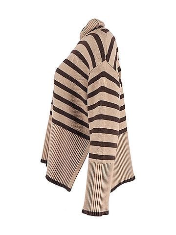 Totême Totême Signature Striped Turtleneck Sweater In Brown Wool (view 2)