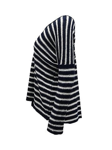 Vince. Vince Striped Sweater in Navy Blue Linen (view 2)