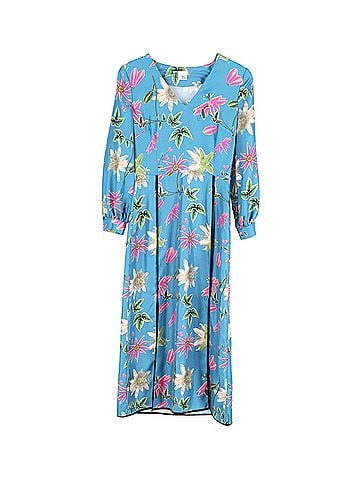 Iris & Ink Iris & Ink Floral Midi Dress in Blue Silk (view 1)