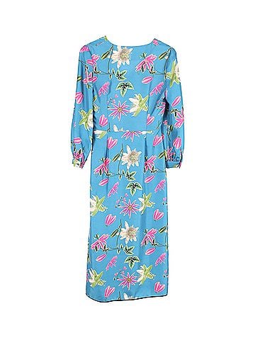 Iris & Ink Iris & Ink Floral Midi Dress in Blue Silk (view 2)