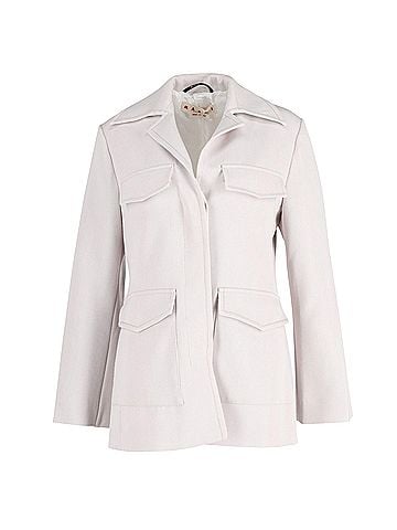 MARNI Marni Spread Collar Flap Pocket Jacket in Off White Wool Polyester Blend (view 1)