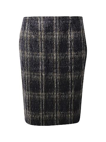 maxmara Max Mara Plaid Knee-Length Skirt in Grey Mohair (view 1)