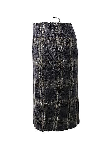 maxmara Max Mara Plaid Knee-Length Skirt in Grey Mohair (view 2)