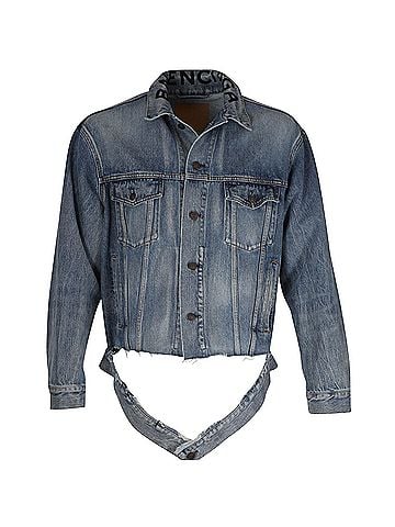 Balenciaga Balenciaga Raw Cut Hem Denim Jacket in Blue Cotton (view 1)