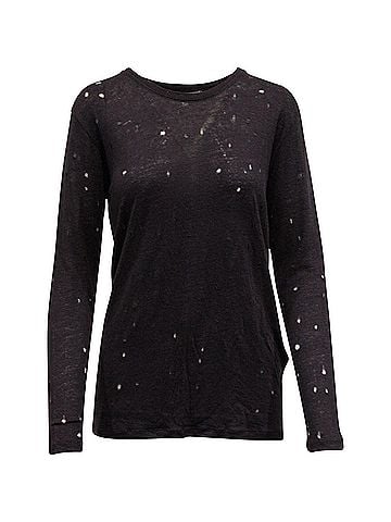 IRO Iro Marvina Long Sleeve T-Shirt in Black Linen (view 1)
