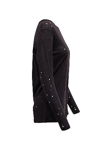 IRO Iro Marvina Long Sleeve T-Shirt in Black Linen (view 2)