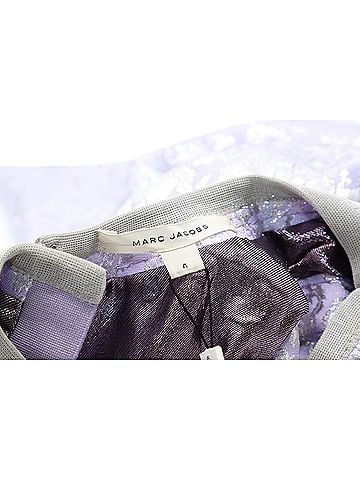Marc Jacobs Marc Jacobs Metallic Floral Jacquard Sheath Dress in Purple Polyester (view 2)