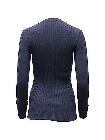 Vince. Vince Rib Skinny Cardigan in Navy Blue Cashmere (view 2)