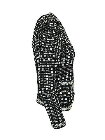 Alice + Olivia Alice + Olivia Monochrome Tweed Embellished Georgia Jacket in Black Cotton (view 2)