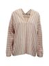 Vince. 100% Cotton Red Vince Drop Shoulder Long Sleeve Striped Blouse in Red/White Cotton Size L - photo 1