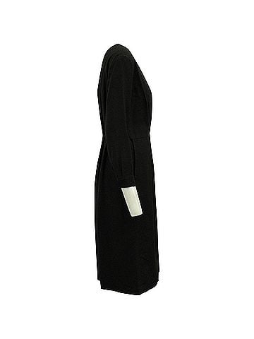 Dries Van Noten Dries Van Noten Pleated Long Sleeves Midi Dress in Black Wool (view 2)