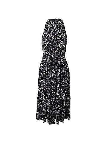 Michael Kors Michael Kors Floral Print Halter Midi-Dress in Multicolor Polyester (view 1)