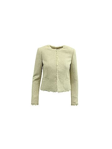 Alice + Olivia Alice + Olivia Tweed Jacket with Frayed Trim in Ivory Cotton (view 1)